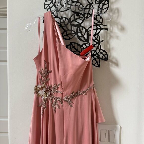 MAC DUGGAL Embellished One Shoulder Asymmetrical Gown in Rose 6 NWT - Picture 14 of 16